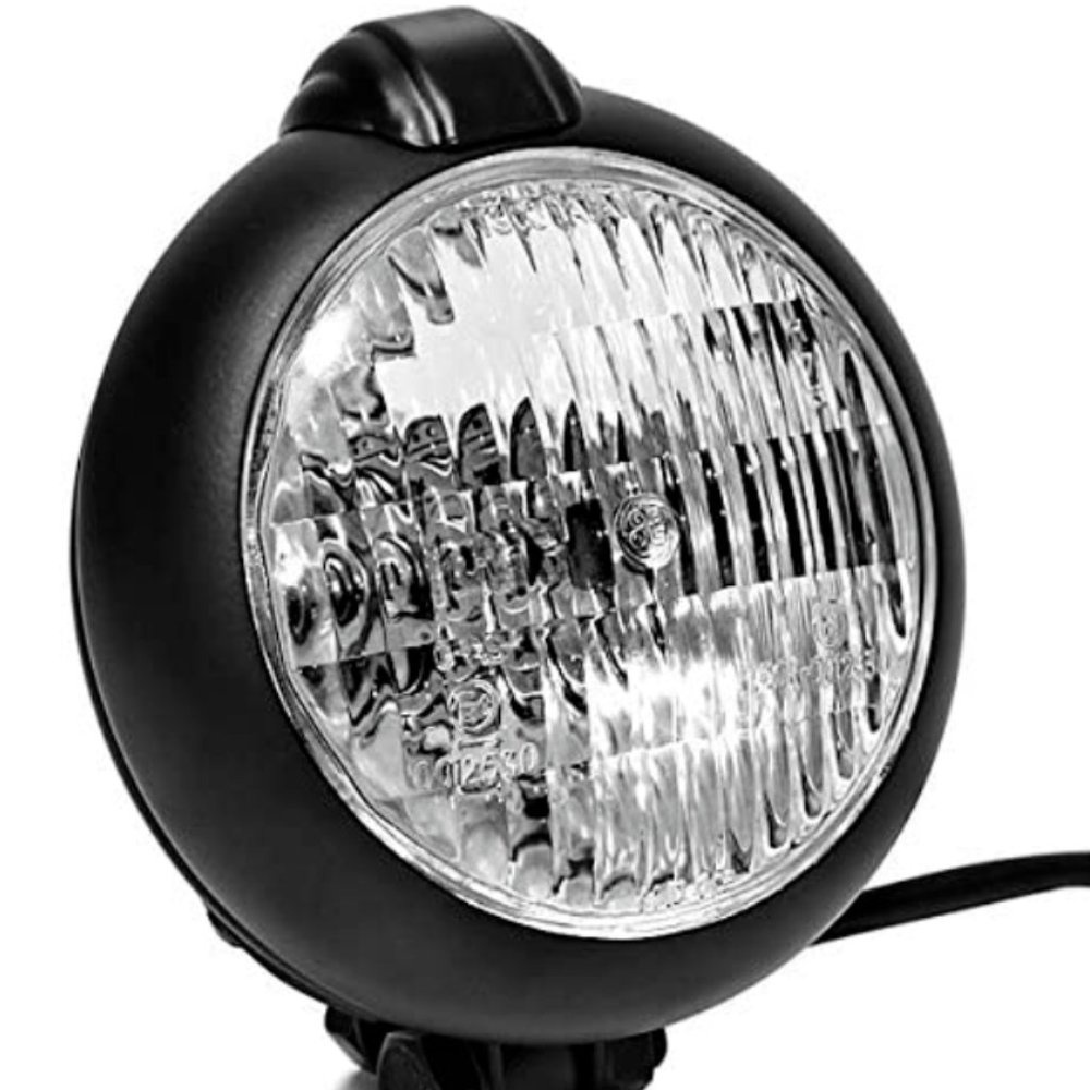 5" Motorcycle Black Headlight Universal Bottom Mount